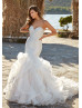 Luxurious Embroidery Lace Ruffled Organza Dreamy Wedding Dress